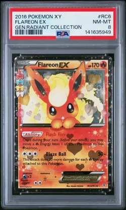 2016 POKEMON XY GENERATIONS RADIANT COLL #RC6 FLAREON EX PSA 8 - Image 1