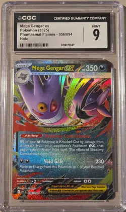 Mega Gengar ex 056/094 Phantasmal Flames 2025 CGC 9 English Pokemon - Image 1