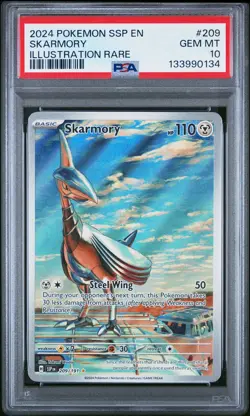 2024 POKEMON SSP EN-SURGING SPARKS ILLUSTRATION RARE #209 SKARMORY PSA 10 - Image 1