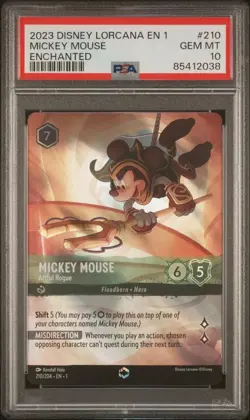 PSA 10 2023 Disney Lorcana Mickey Mouse Artful Rogue Alt Art Enchanted #210/204 - Image 1