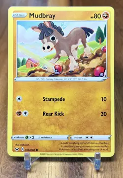 Mudbray 105/202 Non Holo Sword & Shield Pokemon Card NM - Image 1
