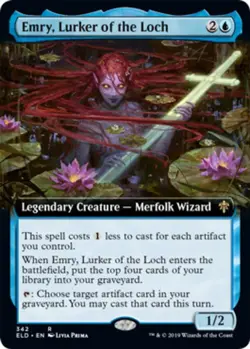 1x Emry, Lurker of the Loch - Foil - Extended Art Light Play MTG Magic - Kid Ica - Image 1