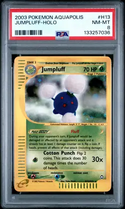 2003 Pokemon Aquapolis #H13 Jumpluff-Holo PSA 8 - Image 1
