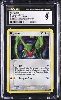 CGC 9 2006 POKEMON POP SERIES 1 RAYQUAZA HOLO 3/17 LOW POP GRAIL NON PSA 10 - Image 1