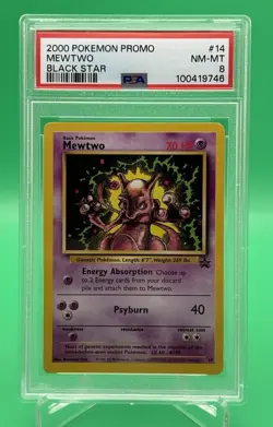 2000 Pokemon Mewtwo Black Star Promo #14 PSA 8 Near Mint - Image 1