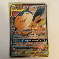 pokemon eevee & snorlax gx tag team full art promo holo sm169 - Image 1