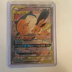 pokemon eevee & snorlax gx tag team full art promo holo sm169 - Image 3