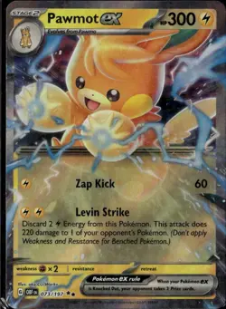 Pawmot ex Double Rare SV03: Obsidian Flames 073/197 Lightning Holofoil Pokemon C - Image 1