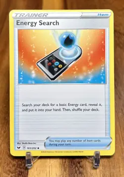Energy Search 161/202 Non Holo Sword & Shield Trainer Item Pokemon Card NM - Image 1