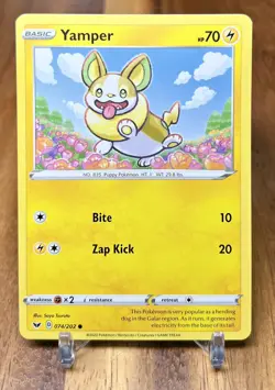 Yamper 074/202 Non Holo Sword & Shield Base Set Pokemon Card NM - Image 1