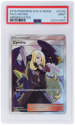 2019 Pokemon Sun and Moon Hidden Fates Cynthia #SV82 PSA 9 - Image 1
