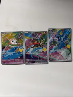 Rowlet, Litten & Popplio First Partner Illustration Collection Promo Set Pokemon - Image 1