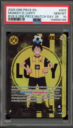 One Piece CCG Monkey.D.Luffy BVB X One Piece Match Day '25 Promo ST13-003 PSA 10 - Image 1
