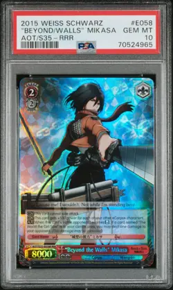 Weiss Schwarz Attack on Titan "Beyond the Walls" Mikasa RRR GEM MINT PSA 10 + Mi - Image 2