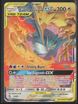 Moltres & Zapdos & Articuno GX Ultra Rare Hidden Fates 44/68 LP Pokemon Card - Image 1