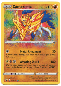Pokemon Card: Zamazenta 102/185 Vivid Voltage Amazing Rare! NM - Image 1