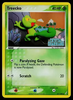 Pokemon Card - Treecko Crystal Guardians 67/100 Reverse Holo Common STAMPED - Image 1