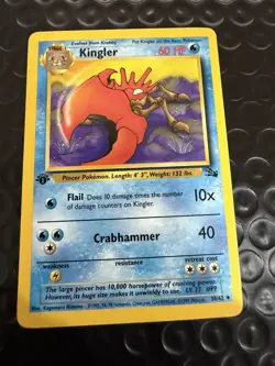 Kingler 38/62 Fossil 1st Edition Non-Holo Uncommon Pokemon Card NM - Image 1