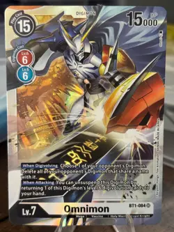 Omnimon BT1-084 SR FOIL Digimon Card Game - Image 1
