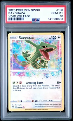 2020 POKEMON SWORD & SHIELD VIVID VOLTAGE #138 RAYQUAZA PSA 10 - Image 1