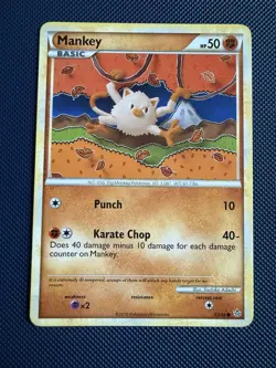 Pokemon - Mankey 53/95 - Common - HGSS Unleashed - Heartgold & Soulsilver - Image 1