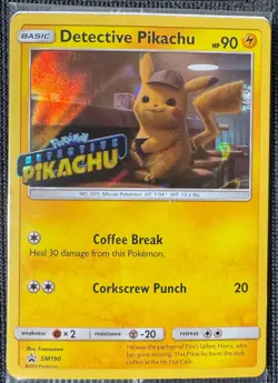DETECTIVE PIKACHU SM190 PROMO STAMPED RARE POKEMON HOLO SEALED NM - Image 1