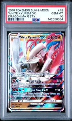 2018 POKEMON SUN & MOON DRAGON MAJESTY #48 WHITE KYUREM GX PSA 10 - Image 1