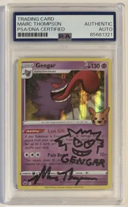 PSA • Marc Thompson SIGNED & SKETCH Pokemon GENGAR 057/198: Chilling Reign Holo - Image 1
