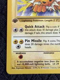 Pokemon TCG Jolteon 20/64 1st Edition Jungle Set Rare Vintage WOTC - Image 4