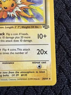 Pokemon TCG Jolteon 20/64 1st Edition Jungle Set Rare Vintage WOTC - Image 5