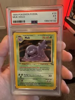 1999 Holo Rare Muk 13/62 Fossil Pokemon Psa 5 - Image 1