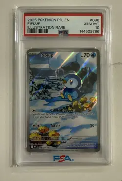 2025 Pokemon PFL EN- Phantasmal Flames Illustration Rare #098 Piplup PSA 10 Gem - Image 1