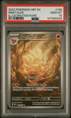 2023 POKEMON OBF EN-OBSIDIAN FLAMES ILLUSTRATION RARE #199 NINETALES PSA 10 - Image 1