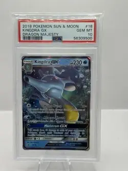 2018 Pokemon Sun & Moon 18/70 Kingdra GX Dragon Majesty PSA 10 - Image 1