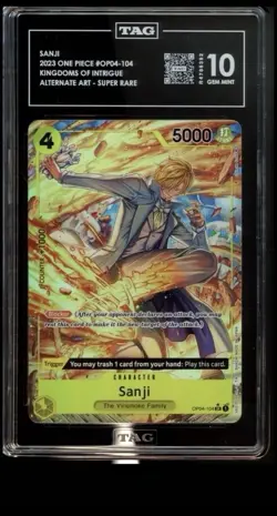 One Piece Sanji OP04-104 Kingdoms of Intrigue Alternate Art Super Rare TAG 10 - Image 1