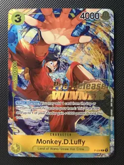 One Piece CCG Monkey.D.Luffy Pre-Release Tournament Winner P-036 Foil Nm English - Image 1