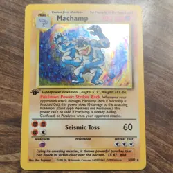 Pokemon TCG Base Set Machamp Holo 1st Edition 8/102 English Vintage 1999 Card - Image 1