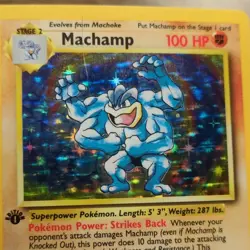 Pokemon TCG Base Set Machamp Holo 1st Edition 8/102 English Vintage 1999 Card - Image 3