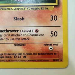 Charmeleon - 24/102 - Base Set - Unlimited - Pokemon Card - Vintage - Near Mint - Image 5