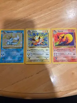 (MP) 3set Vaporeon holo Jolteon holo Flareon non-Jungle Holo Jungle Pokemon Card - Image 1