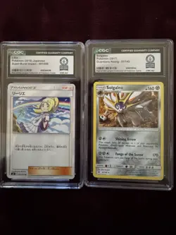 2 World Record Holder Pokemon Cards CGC Stamped Lillie And Solgaleo - Image 1