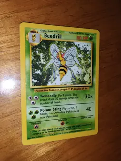 Pokemon Card - Beedrill - Unlimited - Regular Rare (17/102) WOTC Base Set LP - Image 1