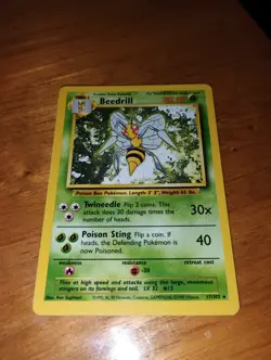 Pokemon Card - Beedrill - Unlimited - Regular Rare (17/102) WOTC Base Set LP - Image 2
