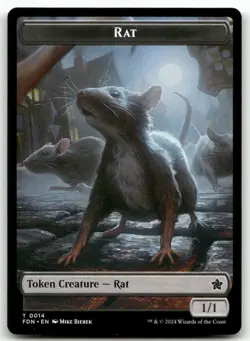 Rat (0014) // Zombie Double-Sided Token MTG Foundations 14 // 15 NM - Image 1