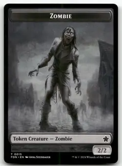 Rat (0014) // Zombie Double-Sided Token MTG Foundations 14 // 15 NM - Image 2