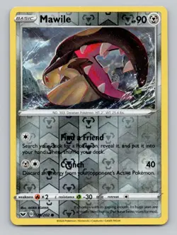 Reverse Holo Mawile 129/202 Common SWSH01: Sword & Shield Base Set Pokemon - Image 1