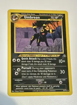 Pokemon Umbreon Neo Discovery Rare 32/75 Unlimited 2001 70 HP English - Image 2