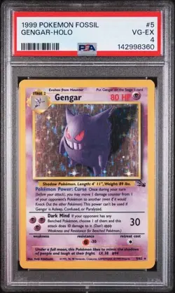 PSA 4 1999 Fossil Gengar Holo 5/62 Holo Foil WOTC Pokemon Unlimited - Image 1