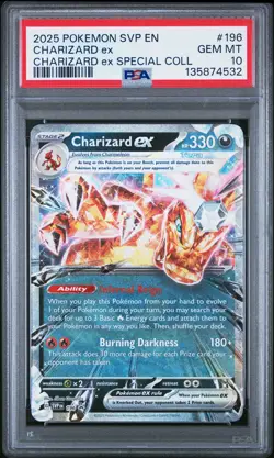 2025 POKEMON SVP EN-SV BLACK STAR PROMO #196 CHARIZARD EX PSA 10 - Image 1