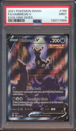 2021 POKEMON EVOLVING SKIES UMBREON V #189 FULL ART PSA 9! - Image 1